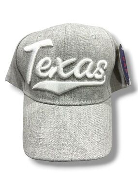 Youth Unisex NWT Texas Grey Baseball Cap White Embroidered Lettering Hat